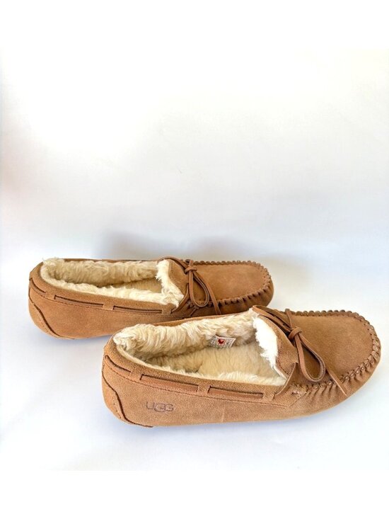 UGG Olsen Chestnut Slippers Suede Sheepskin Moccasins Shoes Men Size 9